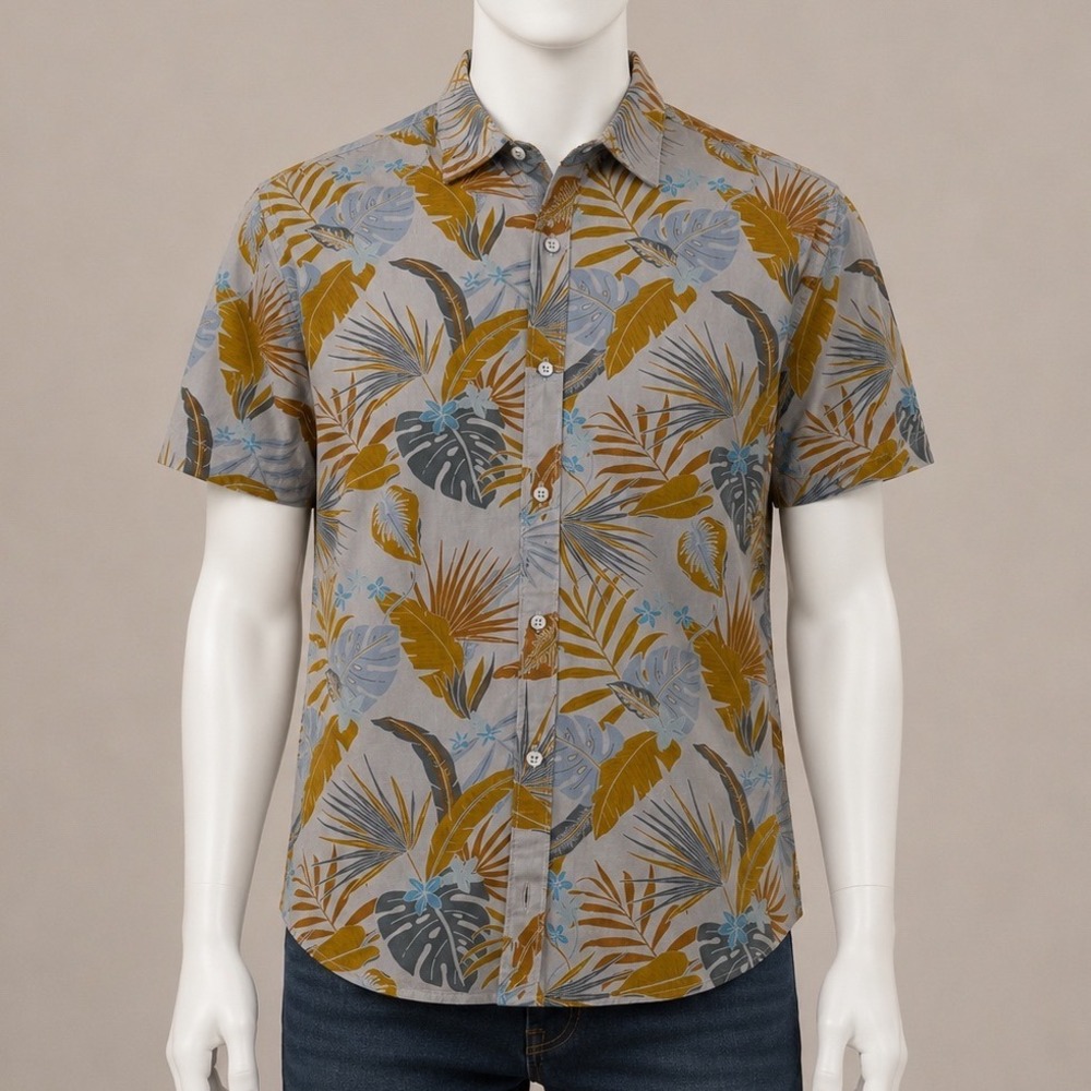 Cactus Man‎ Ricky Singh Mens Small Tropical Botanical Cotton Button Down Shirt